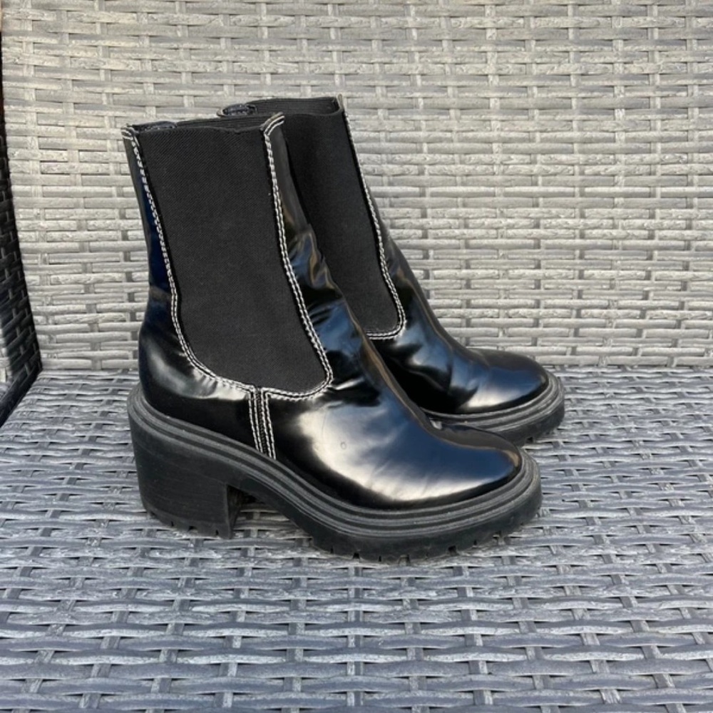 ASOS Shiny Black Heeled Ankle Boots